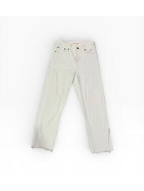 Levi's Jeans White Distressed Wedgie Straight Jeans Raw Hem Womens 25